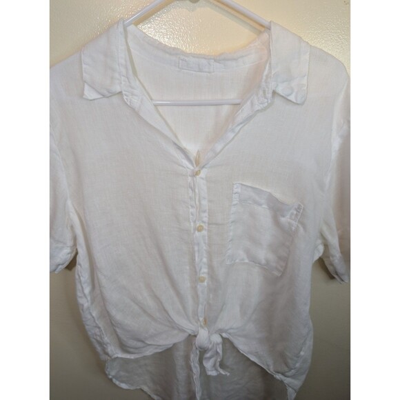 CP Shades Georgia Tie Front Linen Shirt Button Down Beachy Size Medium - Picture 6 of 12